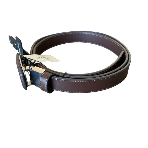 Coach Belt Plaque Buckle One Size CW737 42” Maple Brown Leather Silver-Tone NWT - Picture 3 of 14